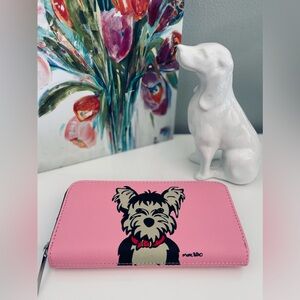 NWOT. Marc Tetro Yorkie Full Size Zip-around Wallet in Pink